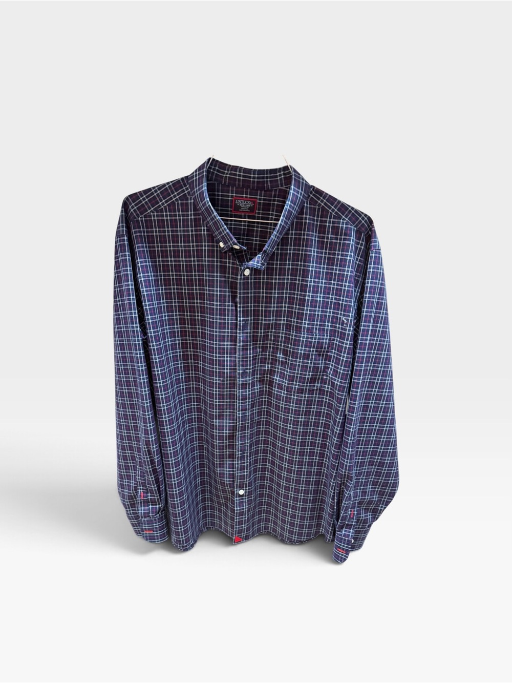UNTUCKit XXXL Men's Navy & Blue Plaid Button-Down Wrinkle-Free Shirt